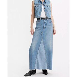 New Levi's 27 Premium Icon Long Skirt Size 27 Own It Medium Wash